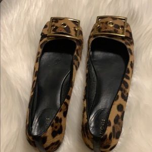 Gucci pony-hair leopard print flats